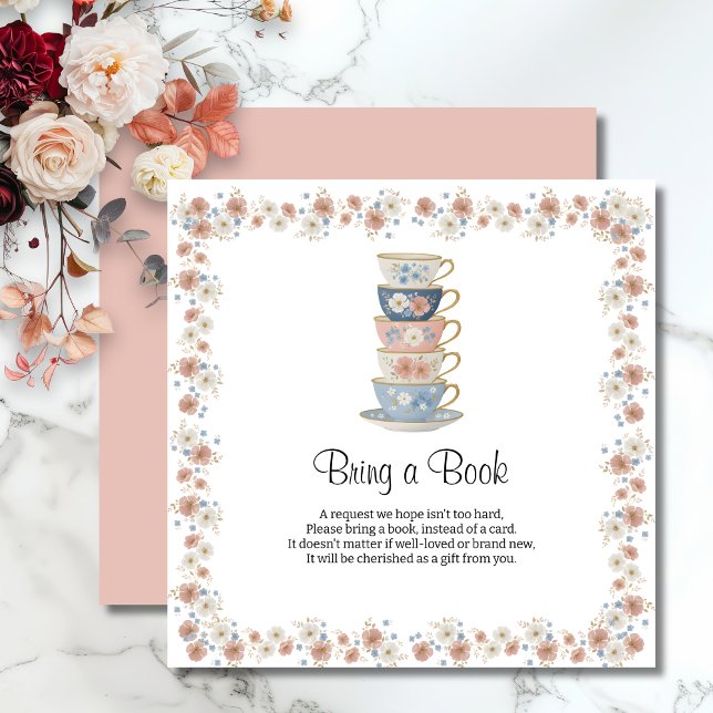 Time for Tea Floral Bridal Shower Enclosure Card (Creator Uploaded)