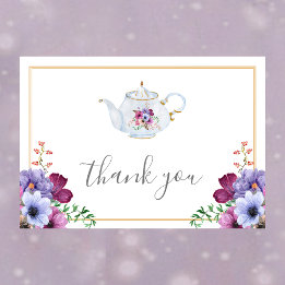 Time For Tea Floral Bridal Shower Thank You Card