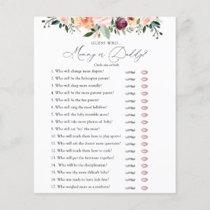 Time for Tea Mummy or Daddy Baby Shower Game Card