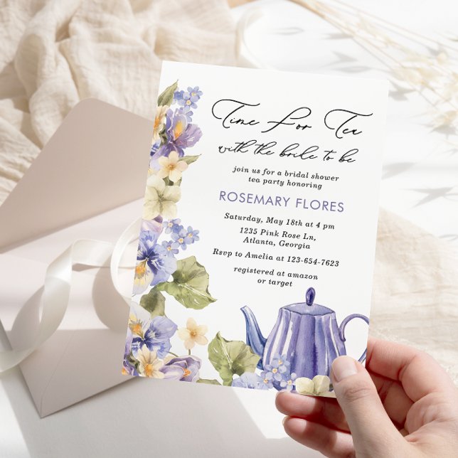 Time For Tea Pretty Bridal Tea Party Invitation (Creator Uploaded)