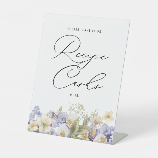 Time For tea Recipe Cards Bridal Shower Pedestal Sign (Front)