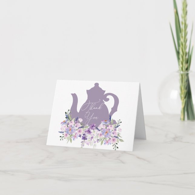 Time for Tea Shower Lavender Thank You Card (Front)