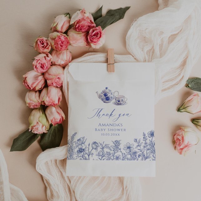 Time For Tea Toile baby Shower  Favour Bags (Creator Uploaded)