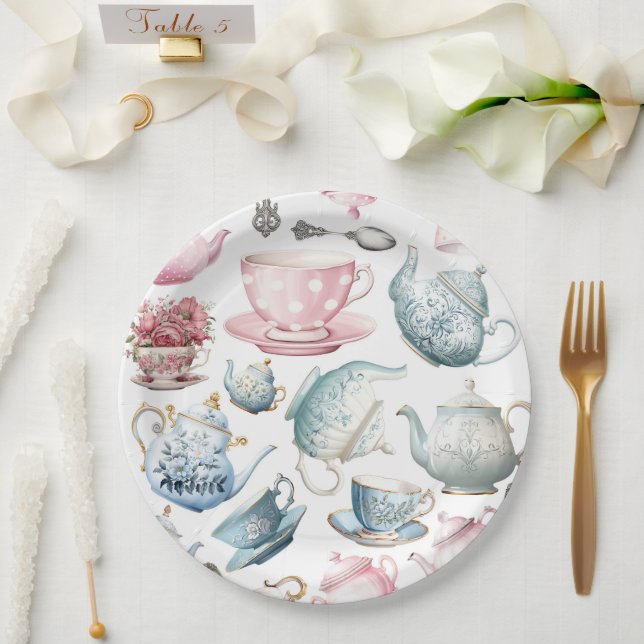  Time for Tea Vintage Pattern Paper Plate (Wedding)