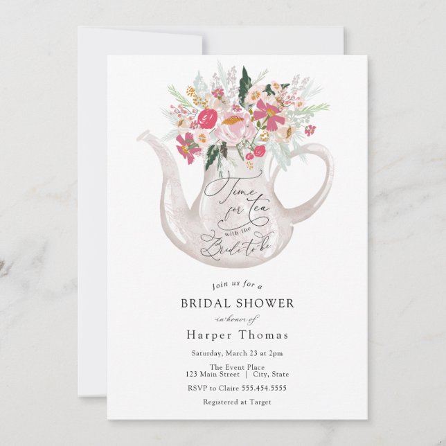 Time for Tea with the Bride-to-be Bridal Shower In Invitation (Front)