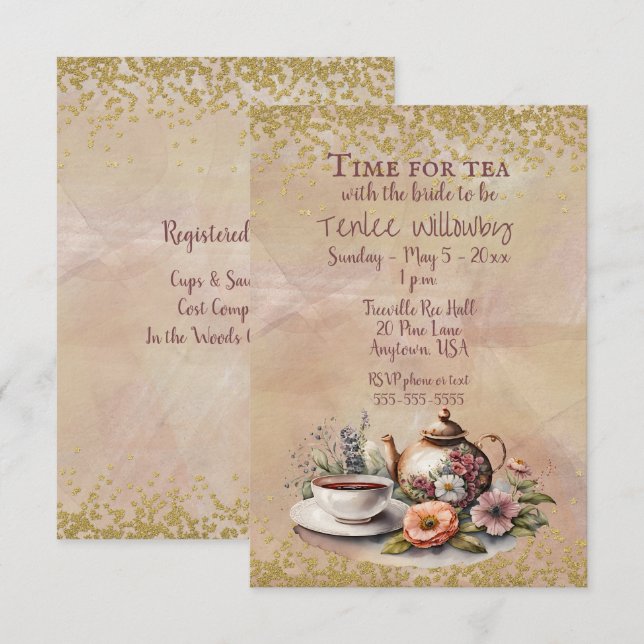 Time for Tea with the bride to be  Invitation (Front/Back)