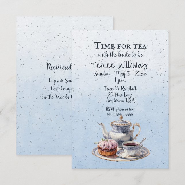 Time for Tea with the bride to be  Invitation (Front/Back)