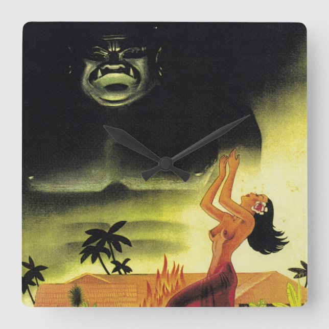 Time for Tiki Revelry! Square Wall Clock (Front)