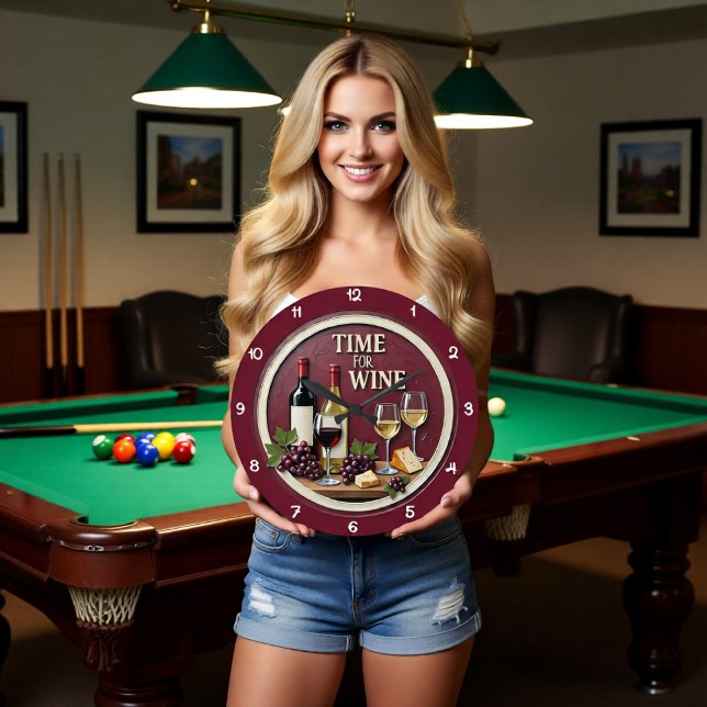 Time For Wine Bottles Cheese Large Clock (Creator Uploaded)