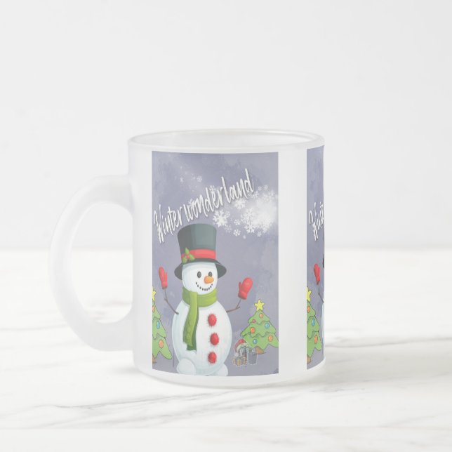 Time for wintertime frosted glass coffee mug (Left)