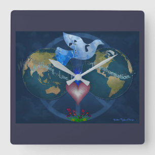 Time for World Peace Square Wall Clock