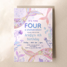 Time FOUR A Shellabration Mermaid 4th Birthday