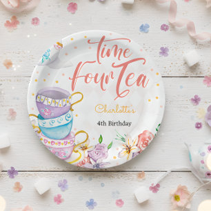 Time four tea, forth tea birthday paper plate