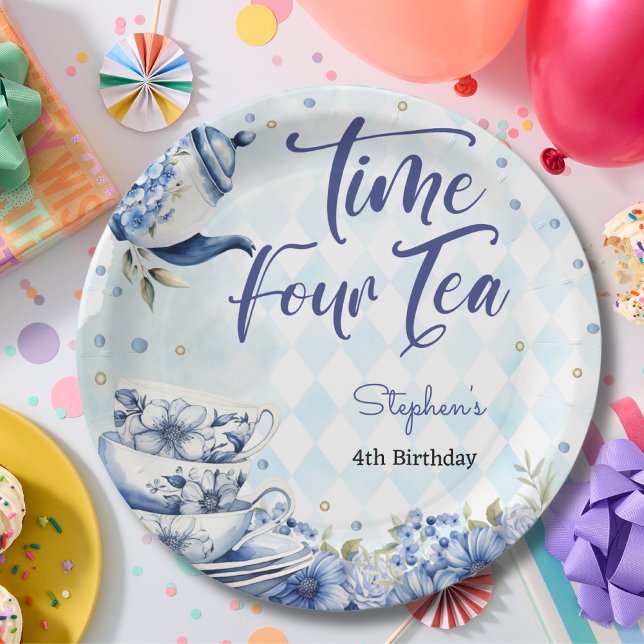 Time four tea, fourth birthday for kids paper plate (Creator Uploaded)