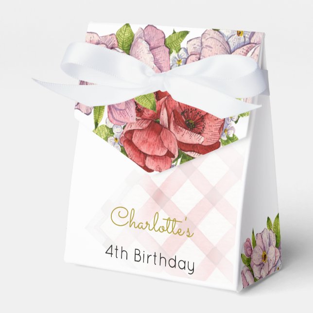 Time four tea, tea flowery birthday favour box (Front Side)