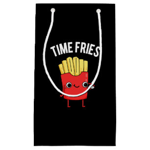 Time Fries Funny French Fries Pun Dark BG Small Gift Bag