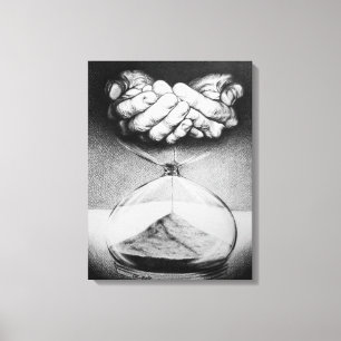 Time Hourglass hands Pencil drawing Surreal art Canvas Print