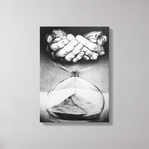 Time Hourglass hands Pencil drawing Surreal art Canvas Print