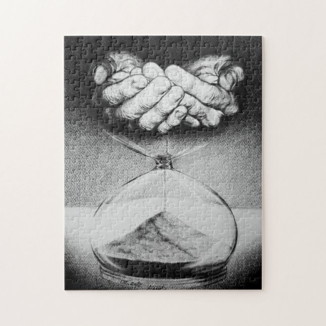 Time hourglass hands Pencil drawing Surreal art Jigsaw Puzzle (Vertical)