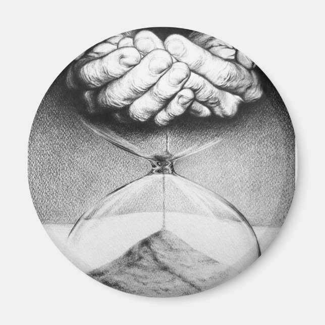 Time Hourglass hands Pencil drawing Surreal art Magnet (Front)