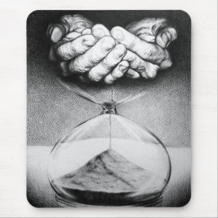 Time Hourglass hands Pencil drawing Surreal art Mouse Mat