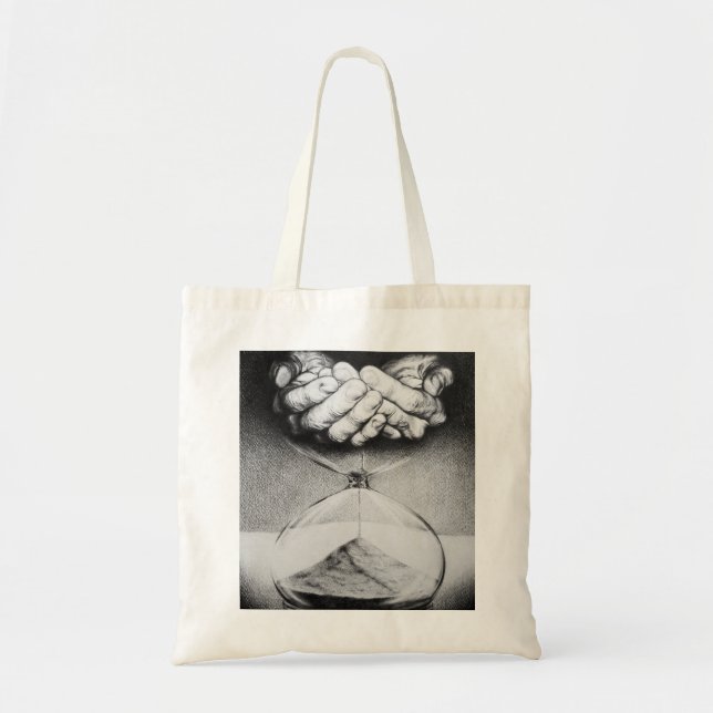 Time Hourglass hands Pencil drawing Surreal art Tote Bag (Front)
