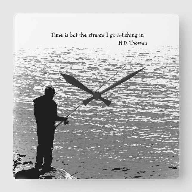 Time is but the Stream Square Wall Clock (Front)