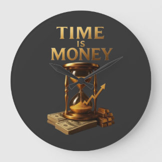 Time Is Money | Powerful Motivational Design Large Clock