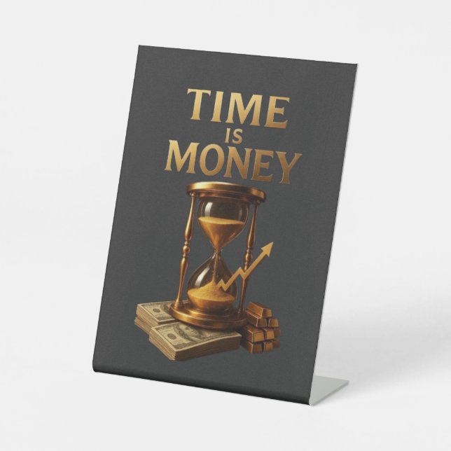 Time Is Money | Powerful Motivational Design Pedestal Sign (Front)