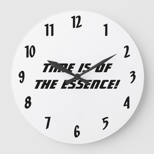 Time is of the essence!-Black and White Large Clock (Front)