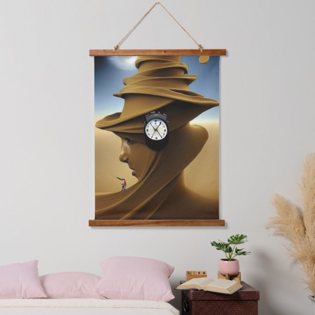 Time Is Up Wood Topped Wall Tapestry (Bedroom)