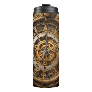 time keeper clad in ornate period attire winding thermal tumbler