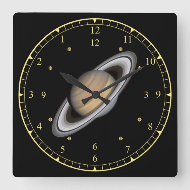 Time Machine ~ Beautiful Planet Saturn ~  Square Wall Clock (Front)