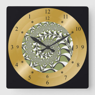 Time Machine Clock~Wormhole~Moss Green & White ~ Square Wall Clock