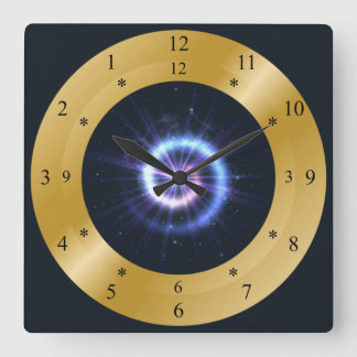 Time Machine ~ Energy Blue Spiral ~ Time Travel Square Wall Clock