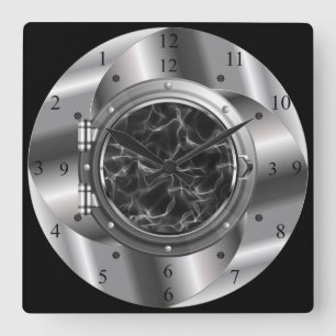 Time Machine Portal ~XZZ 01~Time/Space/Continuum ~ Square Wall Clock