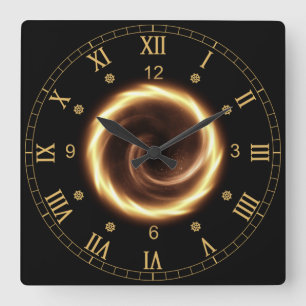 Time Machine ~ Spiral Fire Vortex ~ Time Portal ~  Square Wall Clock