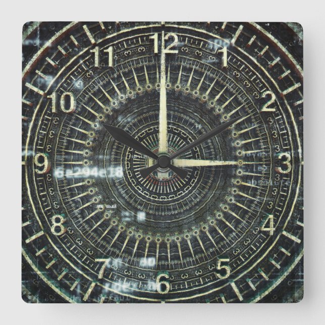 Time Machine Square Wall Clock (Front)