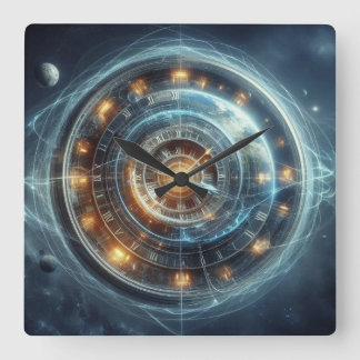 Time Machine, Time Travel, ~ Space/Time Continuum* Square Wall Clock