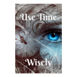 Time Motivational Quote Steampunk Style Poster