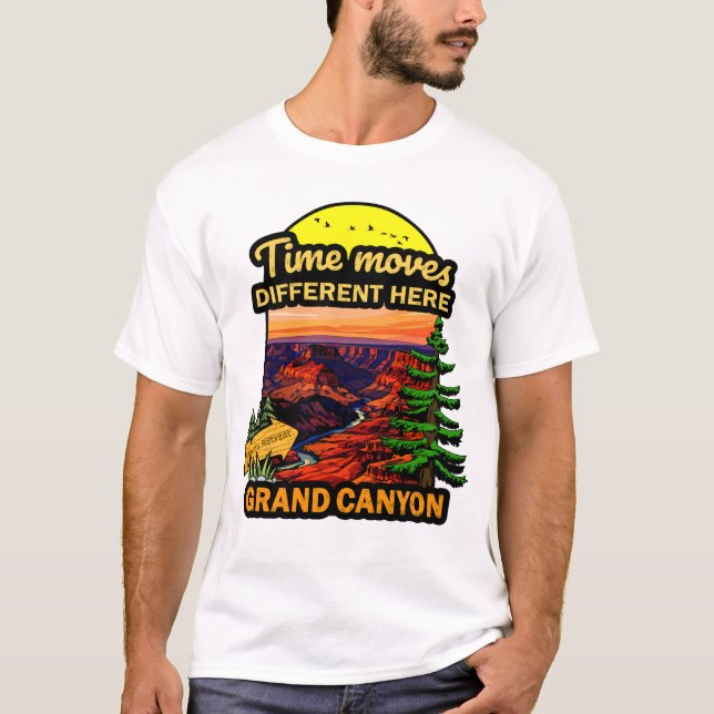 Time Moves Differently Here – Canyon Nature Hiking T-Shirt (Front)