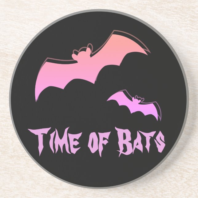 Time of Bats - Pink & Purple Abstract Pop Art Coaster (Front)