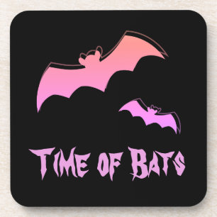 Time of Bats - Pink & Purple Abstract Pop Art Coaster