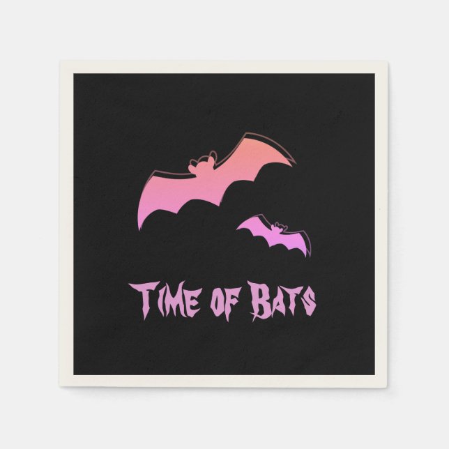 Time of Bats - Pink & Purple Abstract Pop Art Napkin (Front)