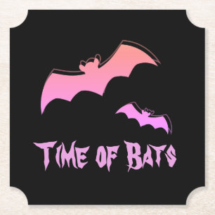 Time of Bats - Pink & Purple Abstract Pop Art Paper Coaster