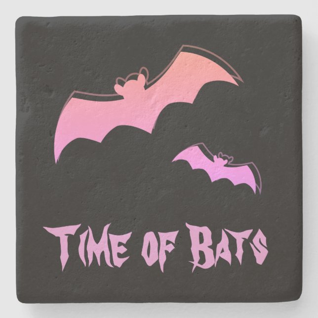 Time of Bats - Pink & Purple Abstract Pop Art Stone Coaster (Front)