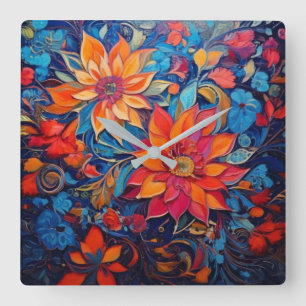 Time of nature  square wall clock