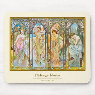 Time of the Day, Alphonse Mucha Mouse Mat