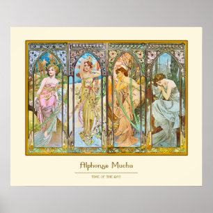 Time of the Day, Alphonse Mucha Poster