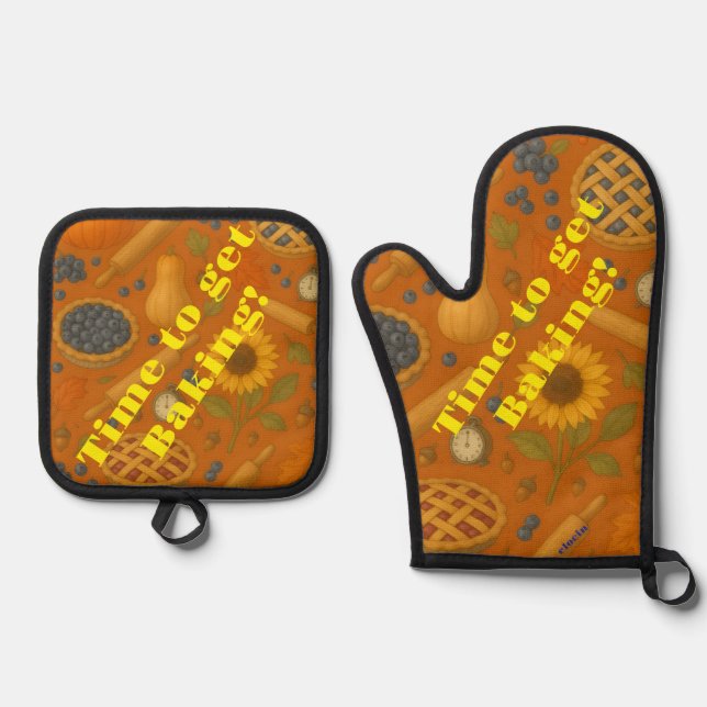 Time oven mitts mitt & pot holder set (Front)